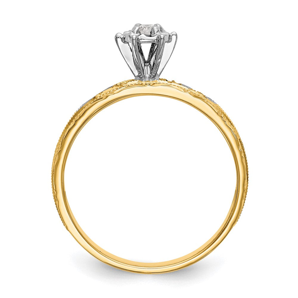 14K Yellow Gold AA Quality Trio Engagement Ring