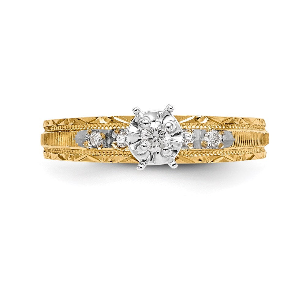 14K Yellow Gold AA Quality Trio Engagement Ring