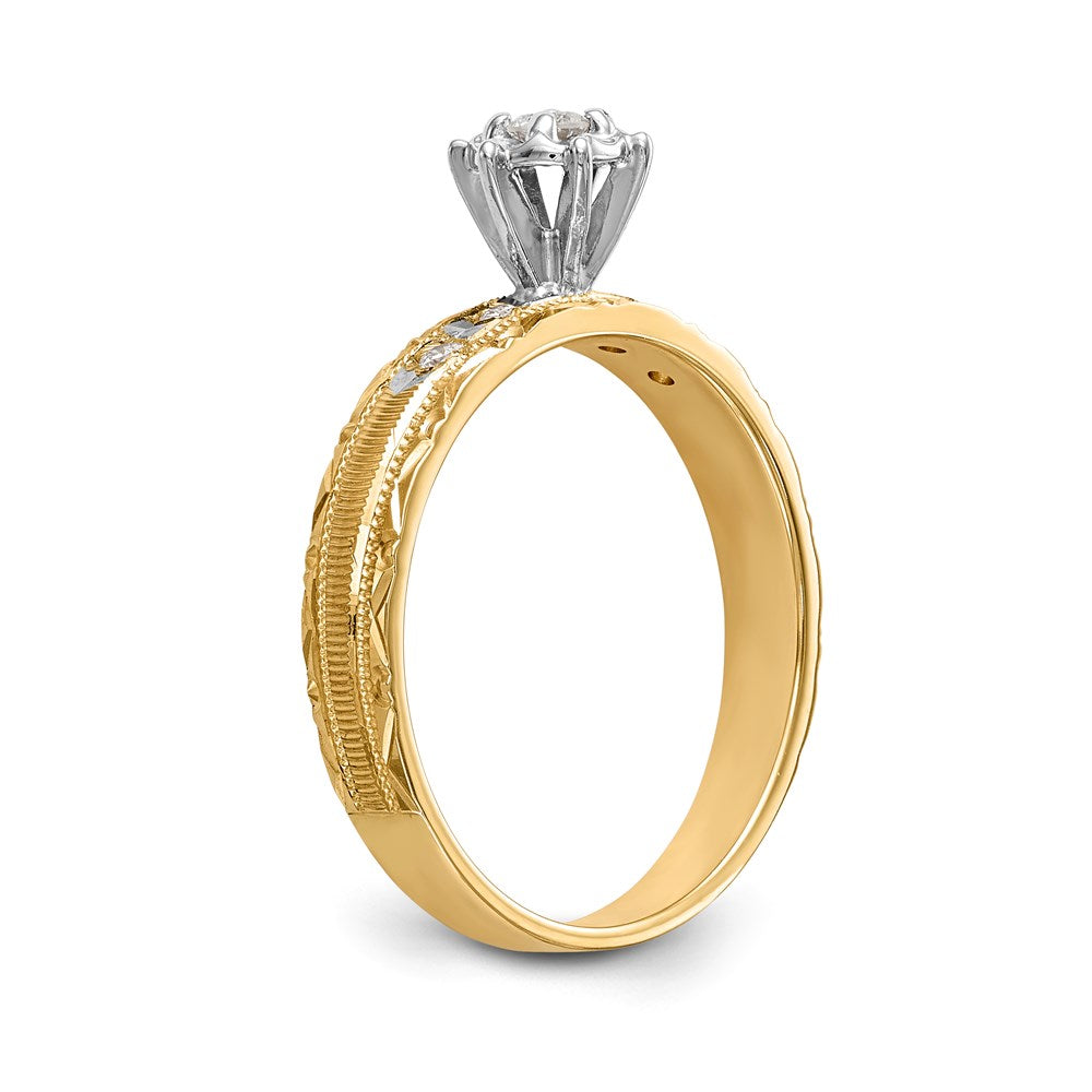 14K Yellow Gold AA Quality Trio Engagement Ring