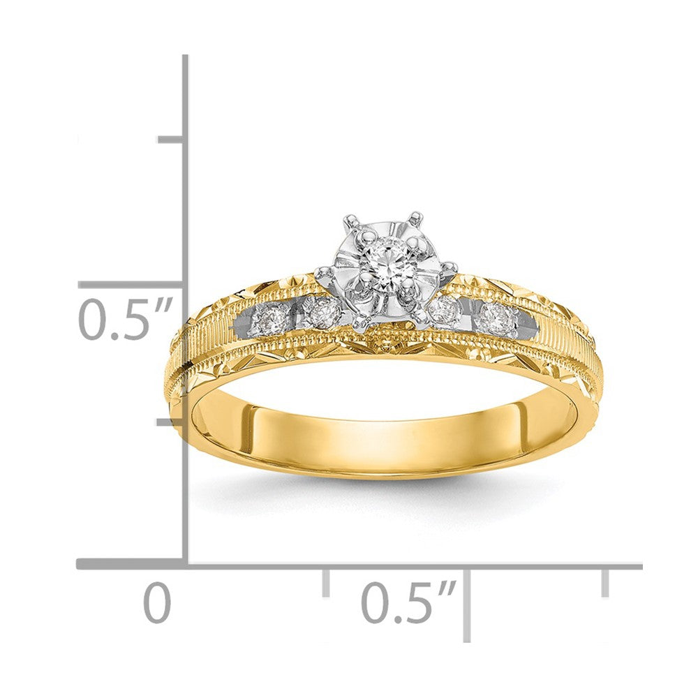 14K Yellow Gold AA Quality Trio Engagement Ring