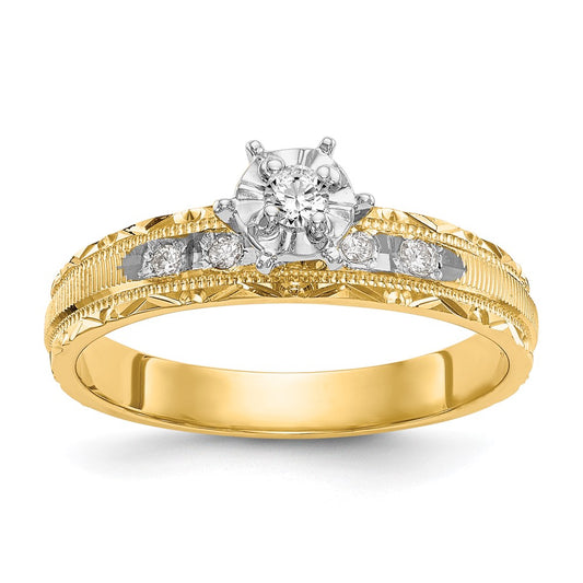 14K Yellow Gold AA Quality Trio Engagement Ring