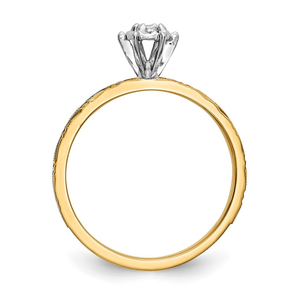 14K Yellow Gold AA Quality Trio Engagement Ring