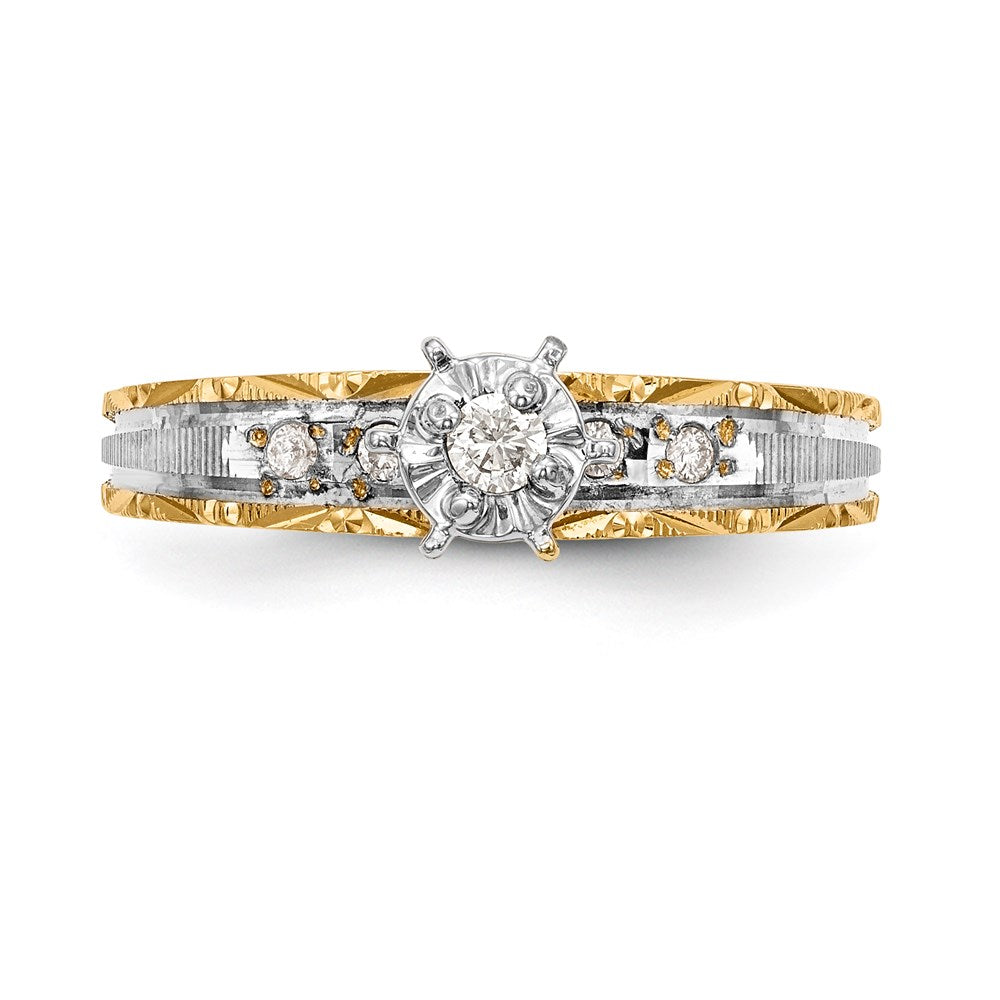 14K Yellow Gold AA Quality Trio Engagement Ring