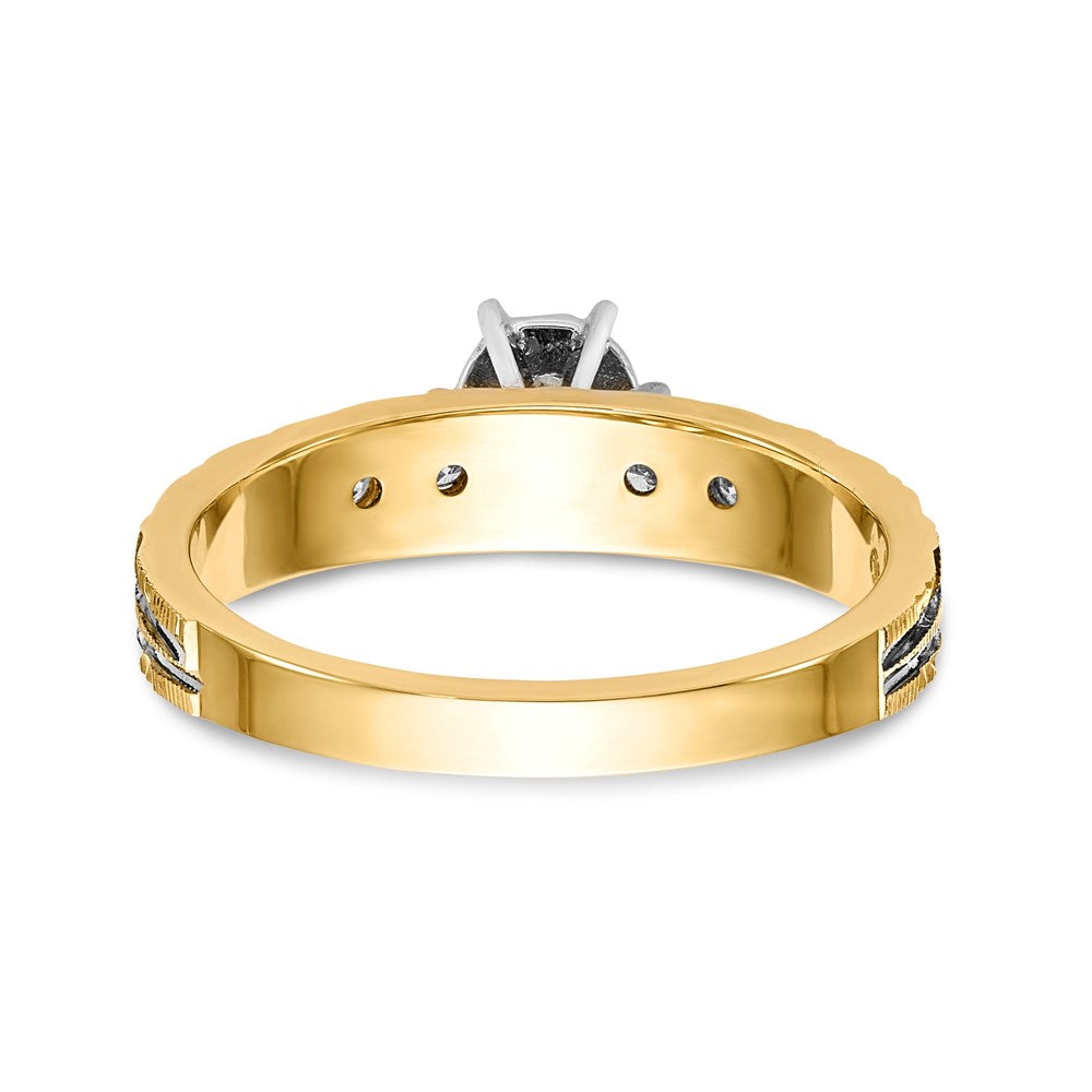 14K Yellow Gold AA Quality Trio Engagement Ring