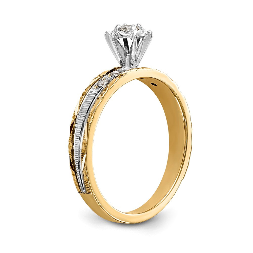 14K Yellow Gold AA Quality Trio Engagement Ring