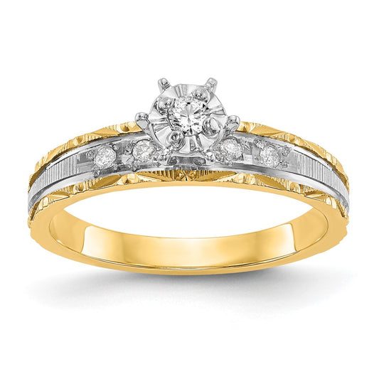 14K Yellow Gold AA Quality Trio Engagement Ring