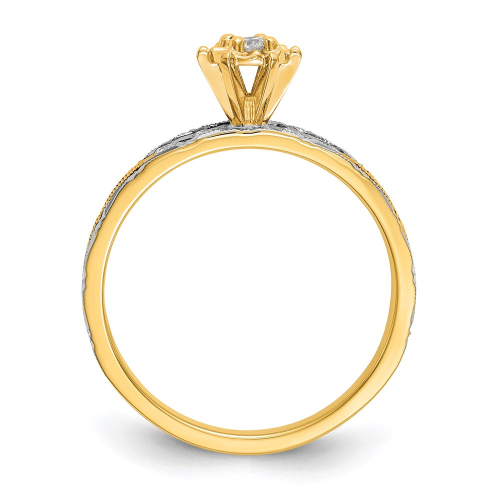 14K Yellow Gold AA Quality Trio Engagement Ring