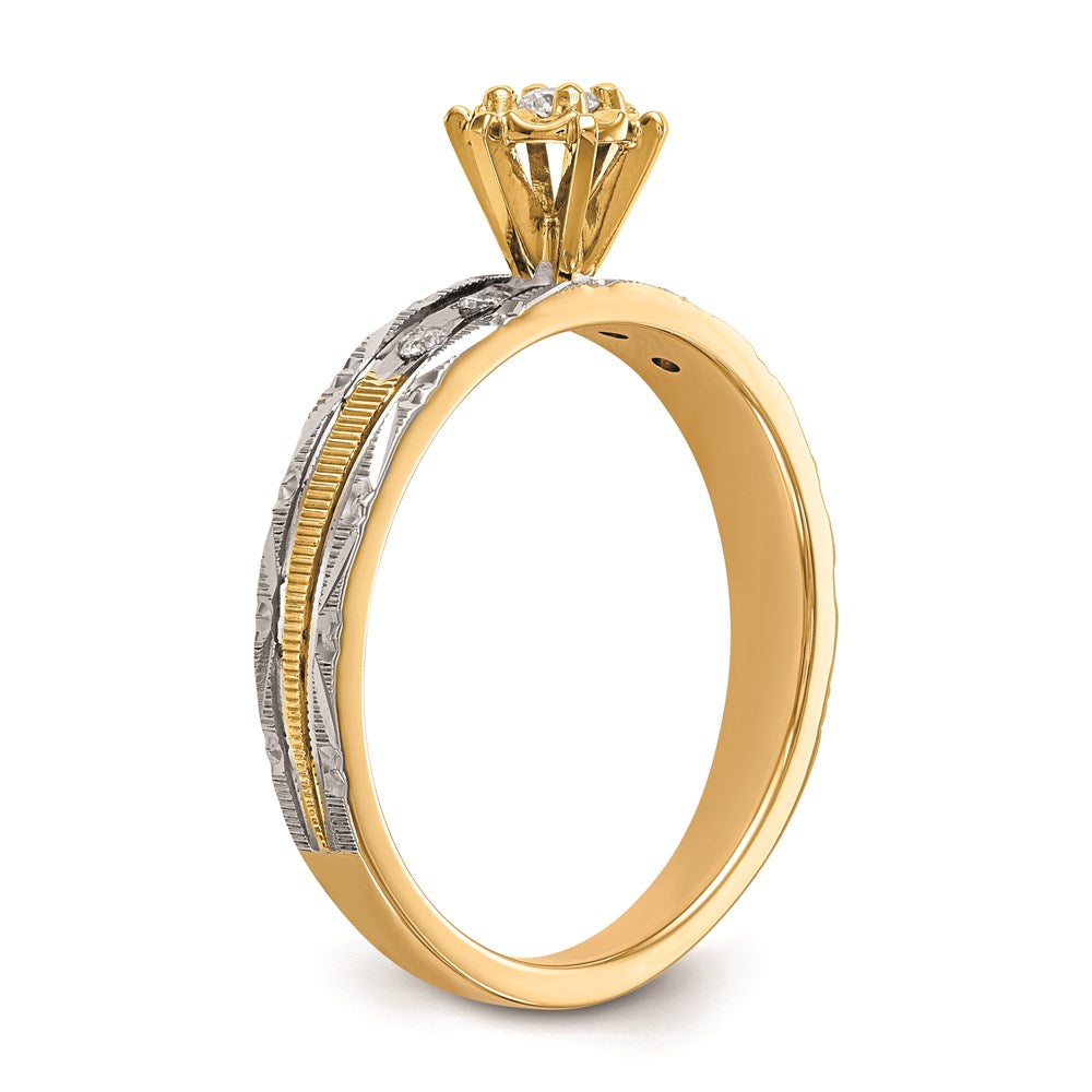 14K Yellow Gold AA Quality Trio Engagement Ring