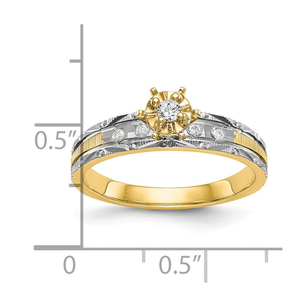 14K Yellow Gold AA Quality Trio Engagement Ring