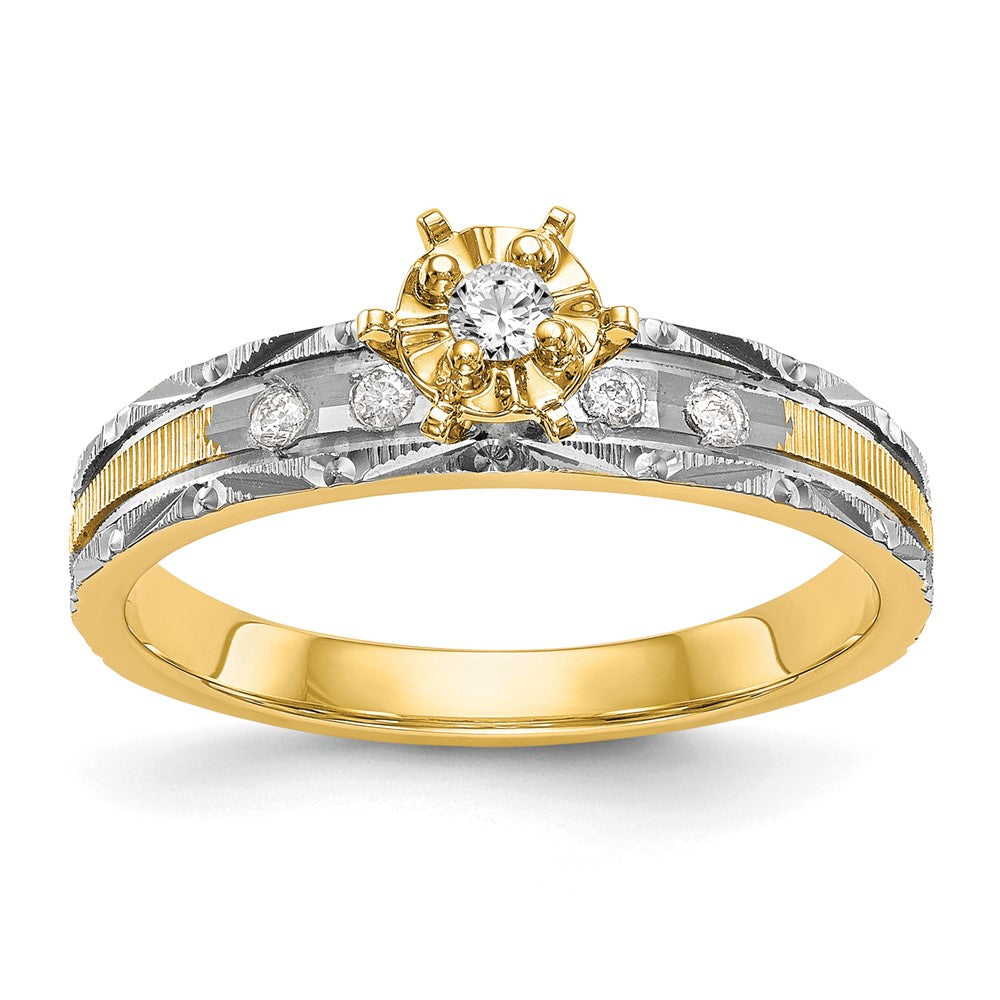 14K Yellow Gold AA Quality Trio Engagement Ring