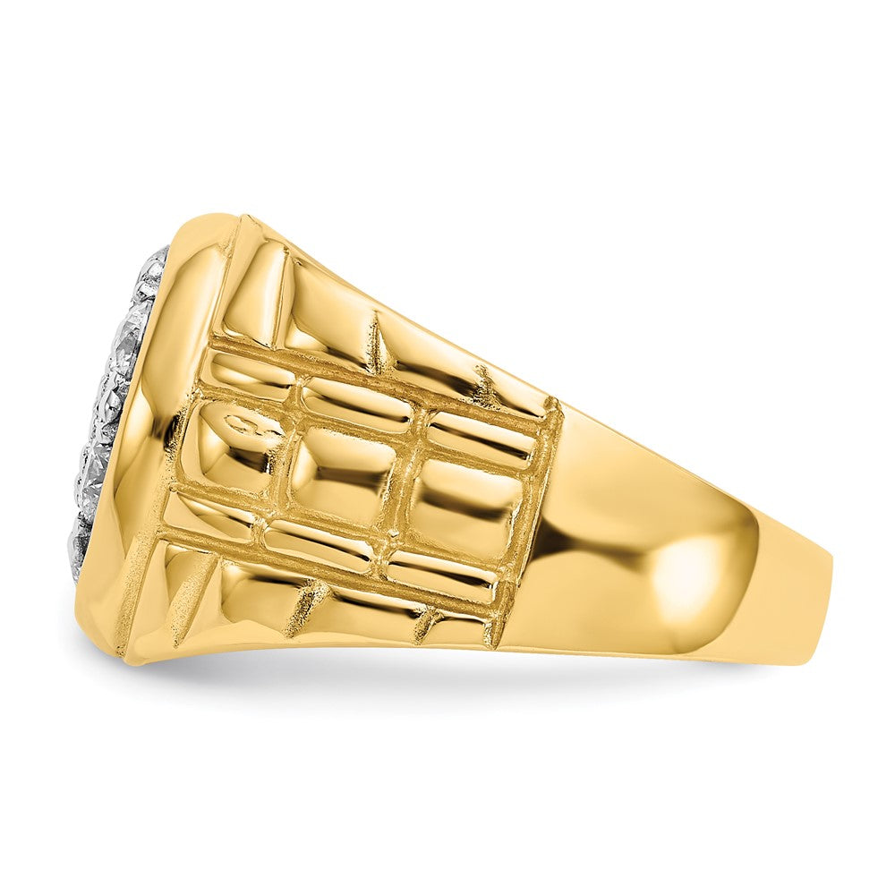 14K Yellow Gold AAA Real Diamond men's ring