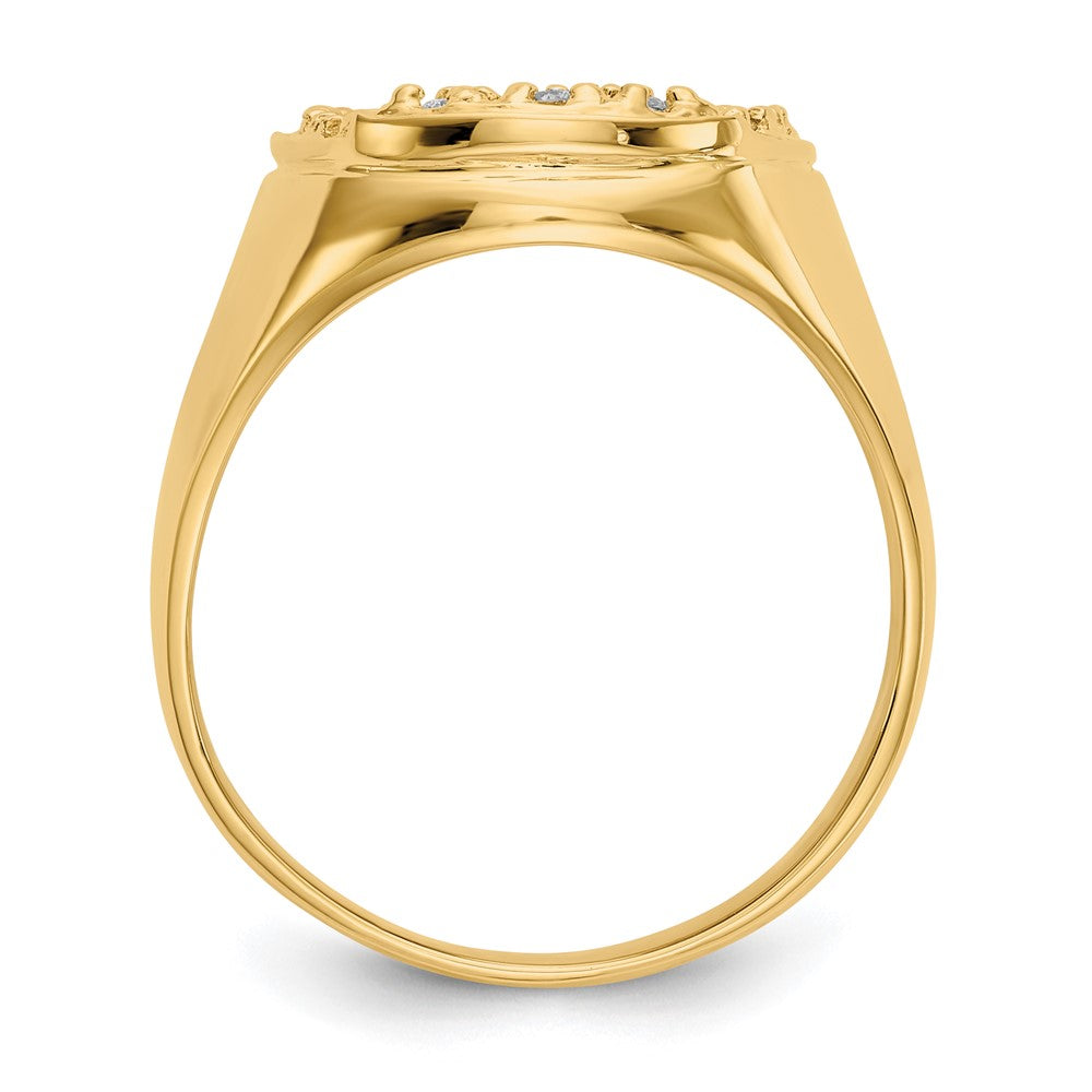 14K Yellow Gold AAA Real Diamond men's ring