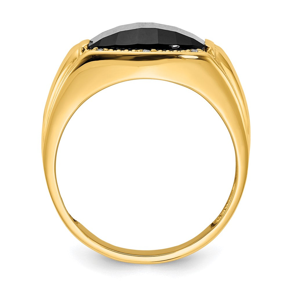 14K Yellow Gold AAA Real Diamond men's ring