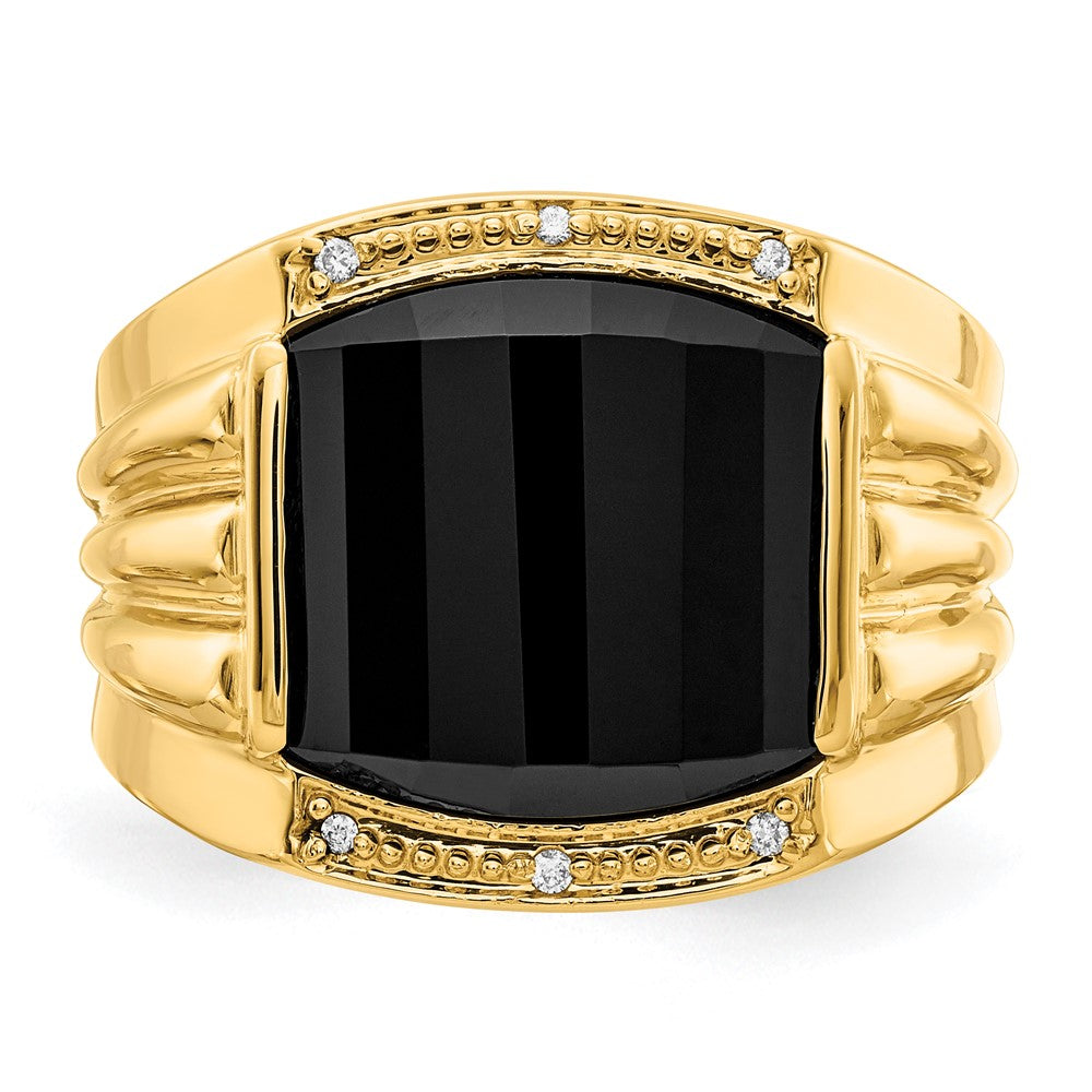 14K Yellow Gold AAA Real Diamond men's ring