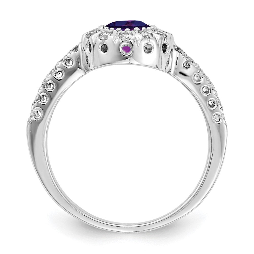 14k White Gold 5mm Amethyst Checker A Real Diamond ring