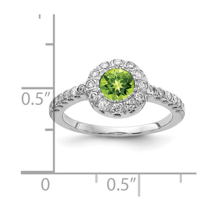 14k White Gold 5mm Peridot VS Real Diamond ring