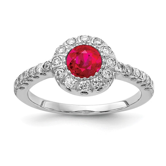 14k White Gold 5mm Ruby VS Real Diamond ring