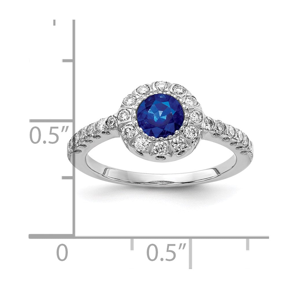 14k White Gold 5mm Sapphire AA Real Diamond ring