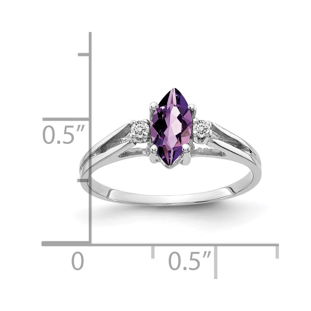 14k White Gold 8x4mm Marquise Amethyst A Real Diamond ring