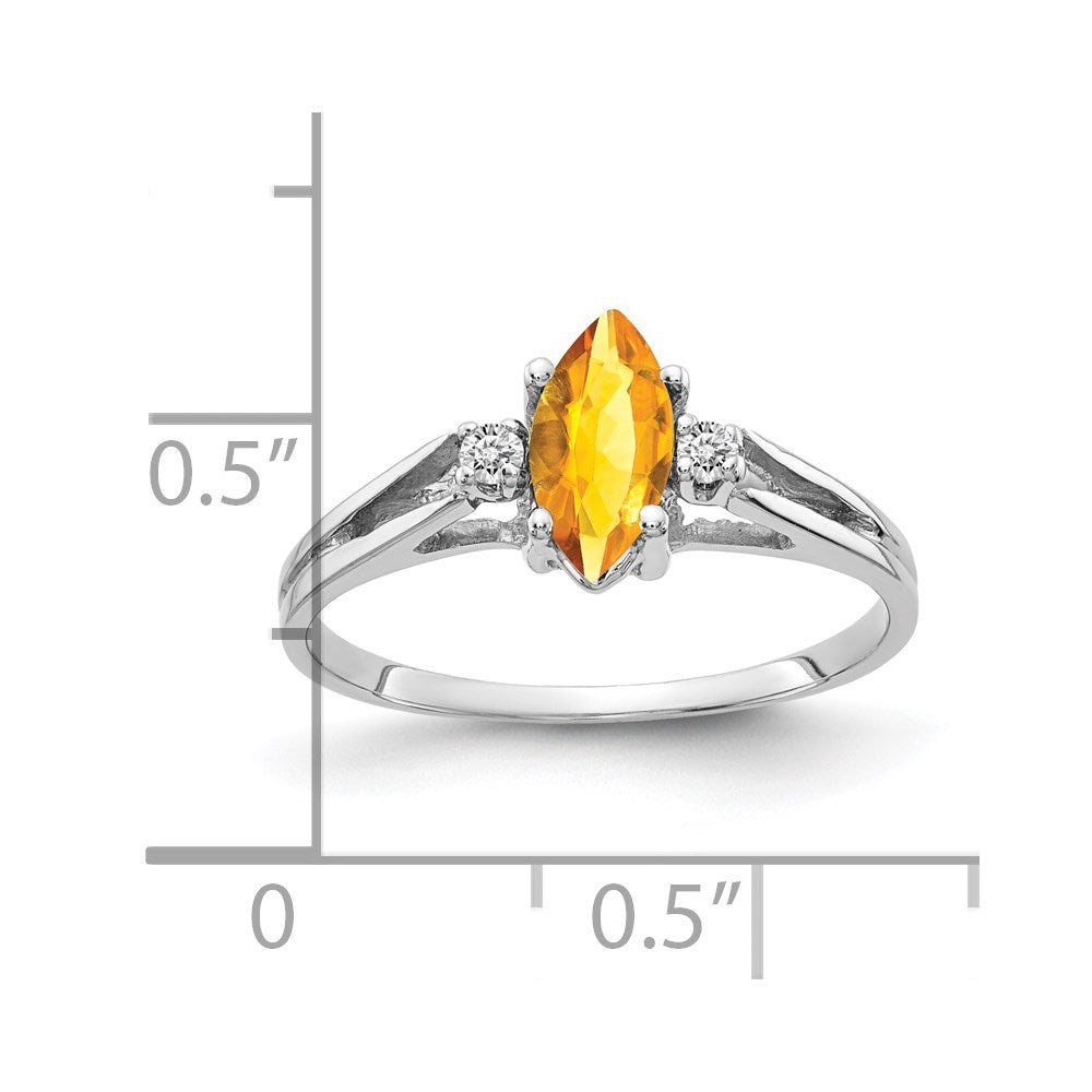 Solid 14k White Gold 8x4mm Marquise Simulated Citrine AAA CZ Ring