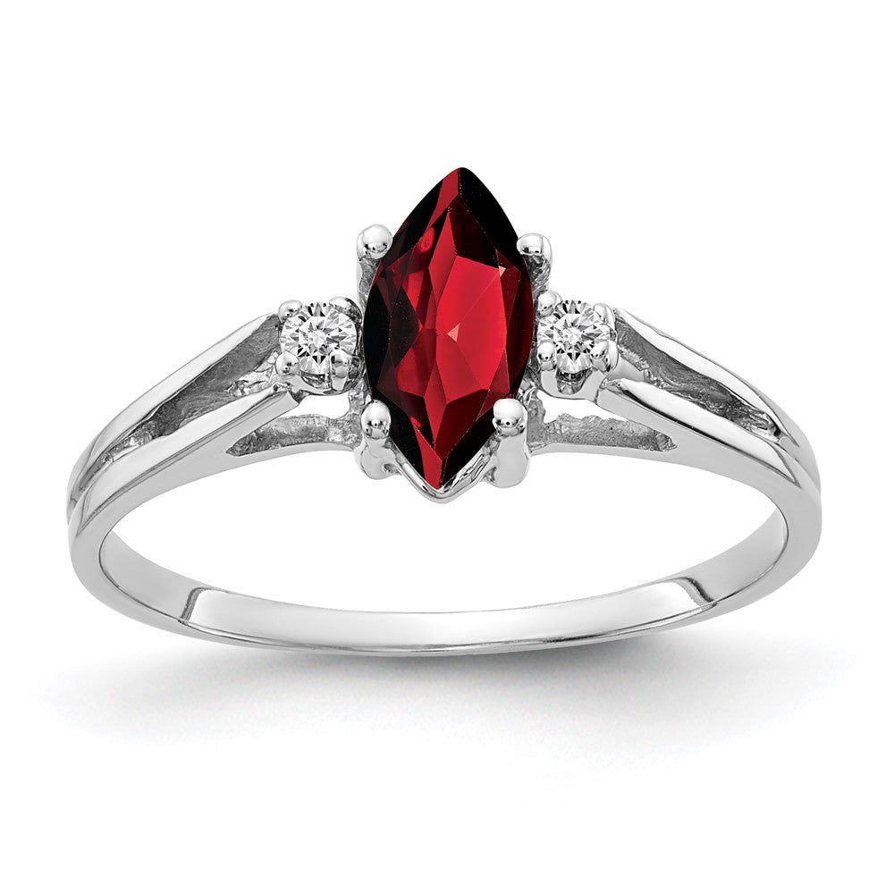 14k White Gold 8x4mm Marquise Garnet AAA Real Diamond ring