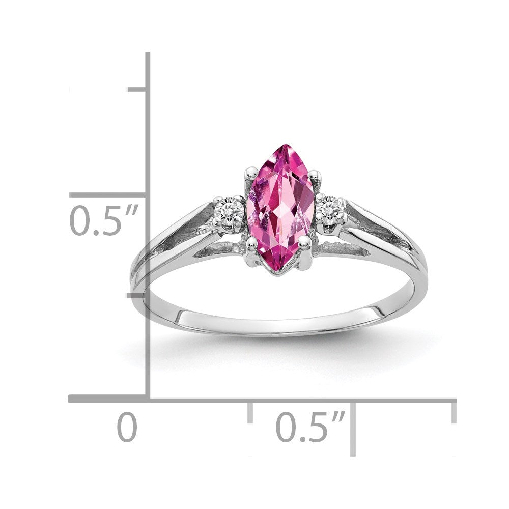 14k White Gold 8x4mm Marquise Pink Sapphire A Real Diamond ring