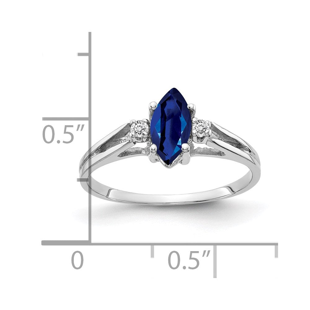 14k White Gold 8x4mm Marquise Sapphire AA Real Diamond ring