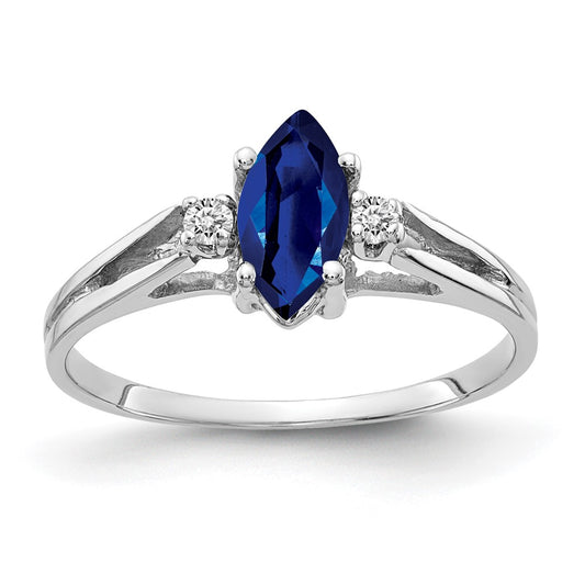 14k White Gold 8x4mm Marquise Sapphire AAA Real Diamond ring