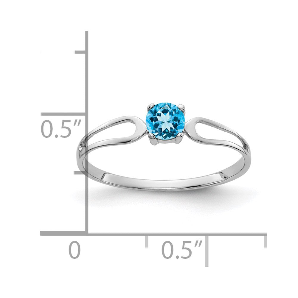 14k White Gold 4mm Blue Topaz ring