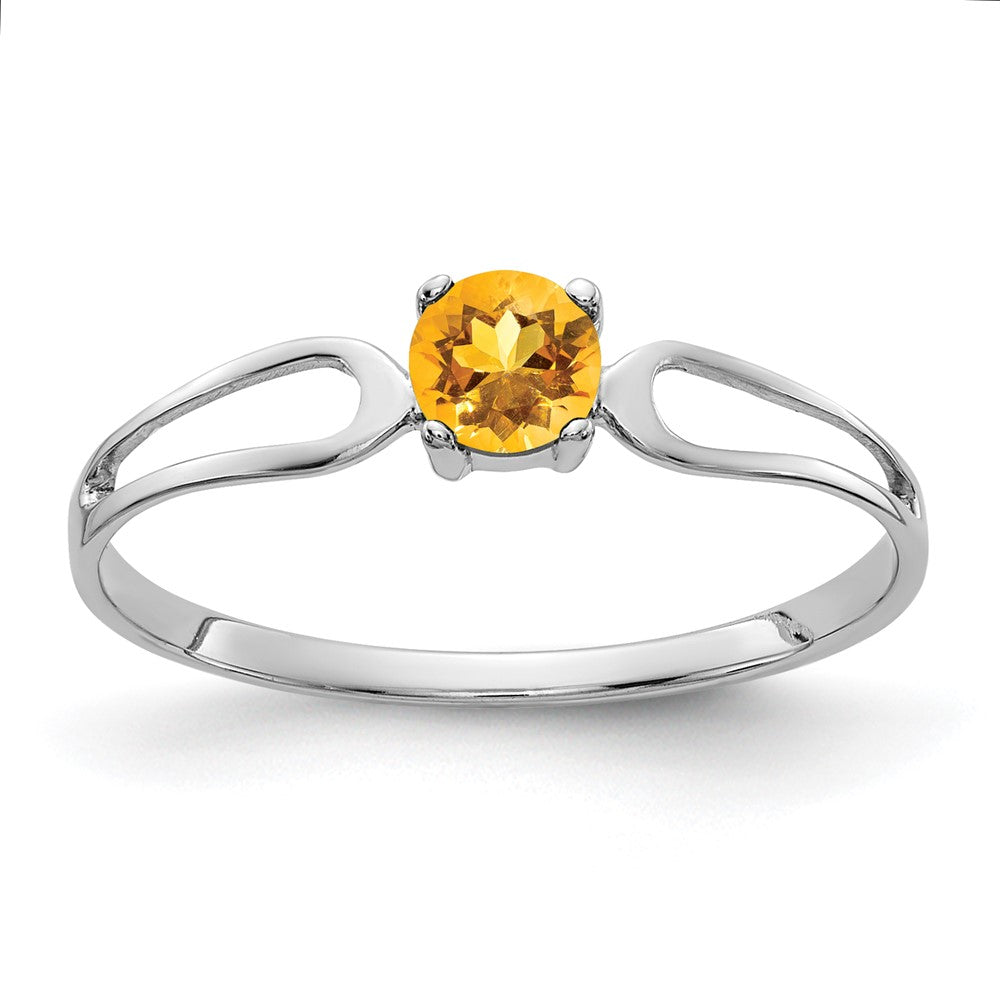 14k White Gold 4mm Citrine ring