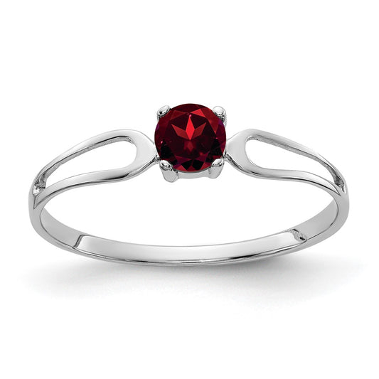 14k White Gold 4mm Garnet ring