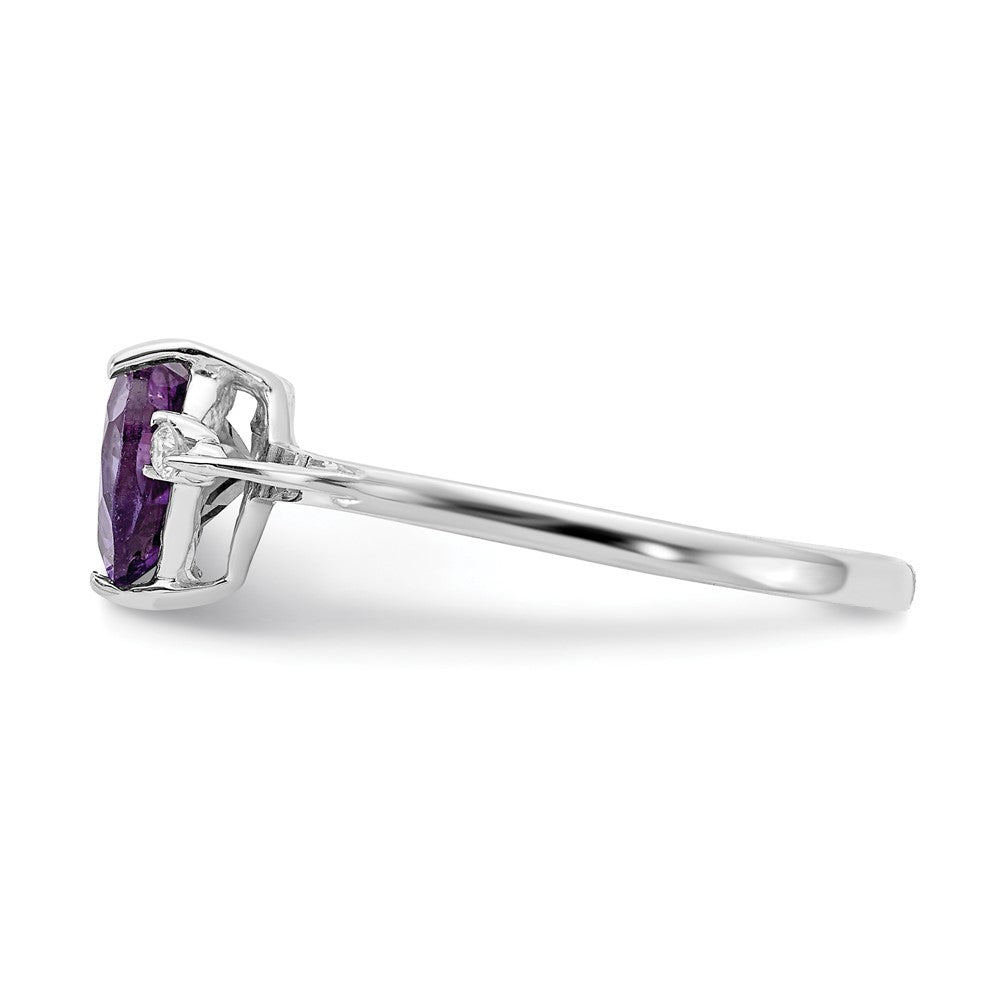 14k White Gold 7mm Heart Amethyst AAA Real Diamond ring