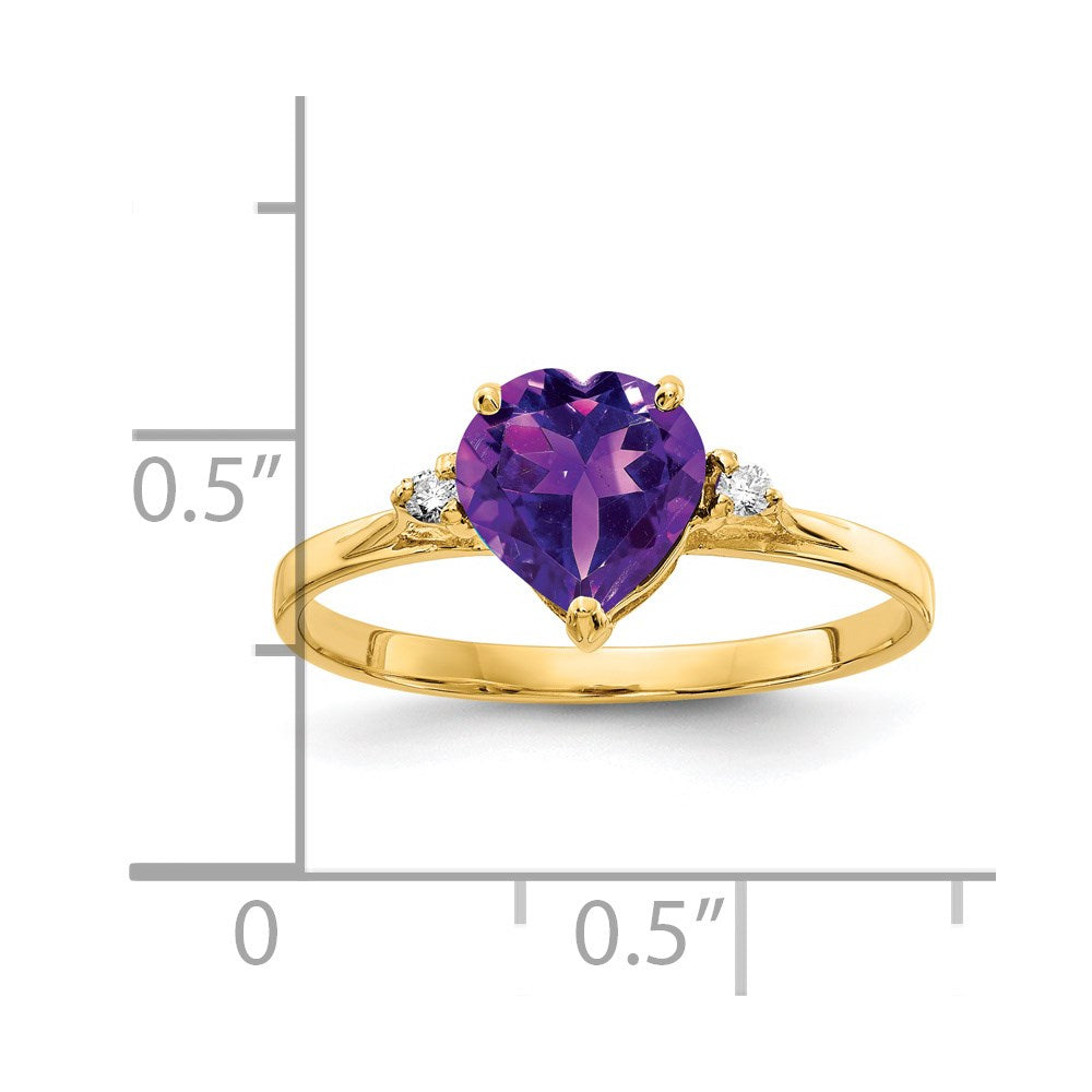 Solid 14k Yellow Gold 7mm Heart Simulated Amethyst A CZ Ring