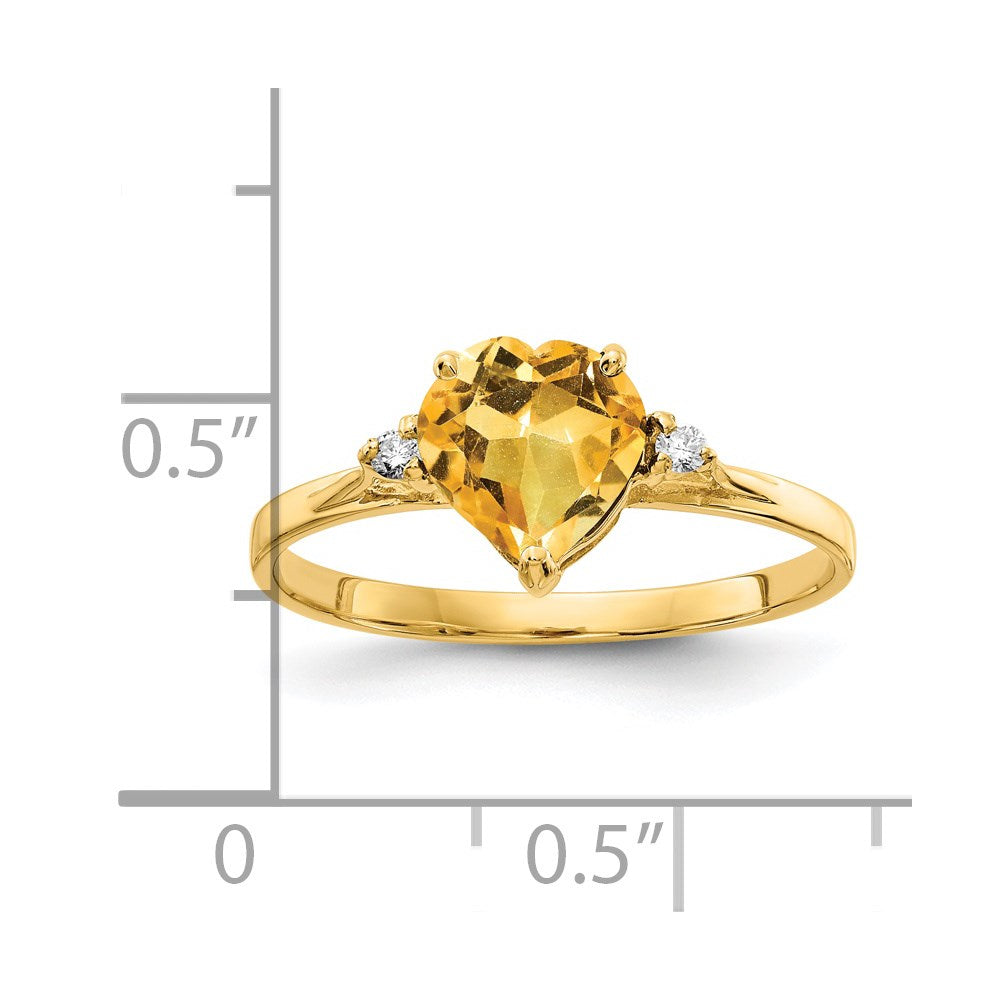 Solid 14k Yellow Gold 7mm Heart Simulated Citrine A CZ Ring