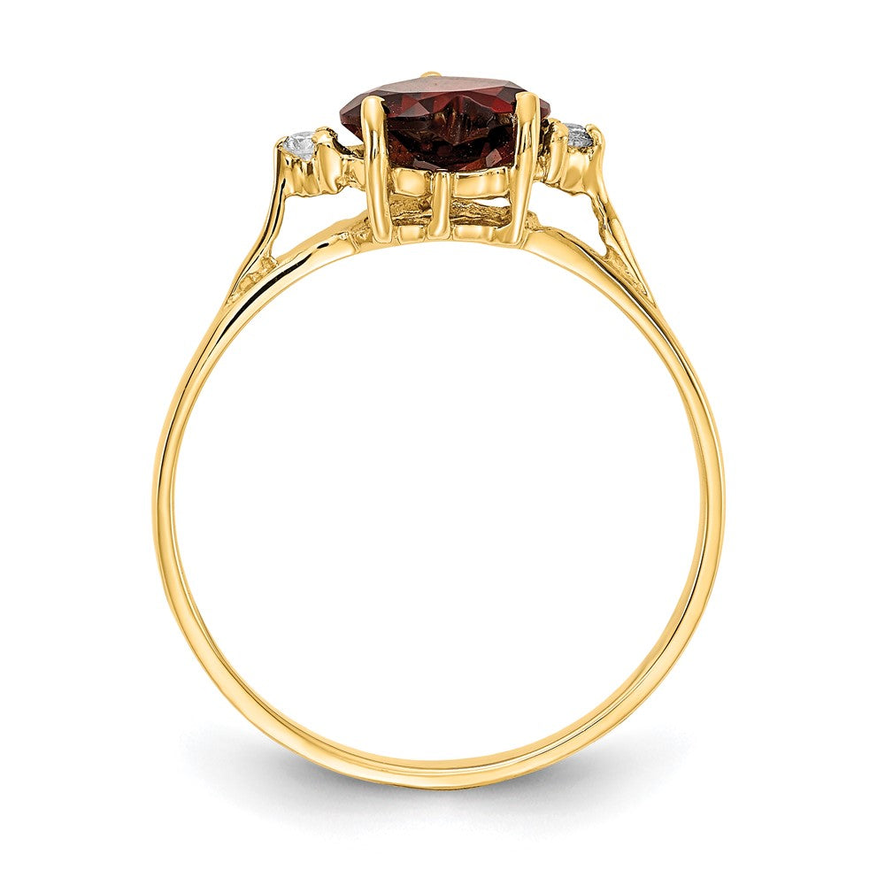 14K Yellow Gold 7mm Heart Garnet AAA Real Diamond ring