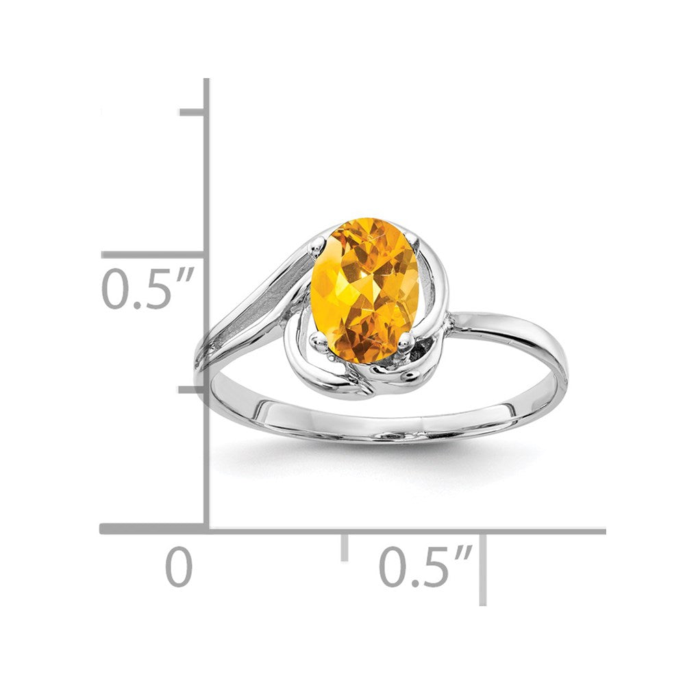 Solid 14k White Gold 7x5mm Oval Simulated Citrine Ring