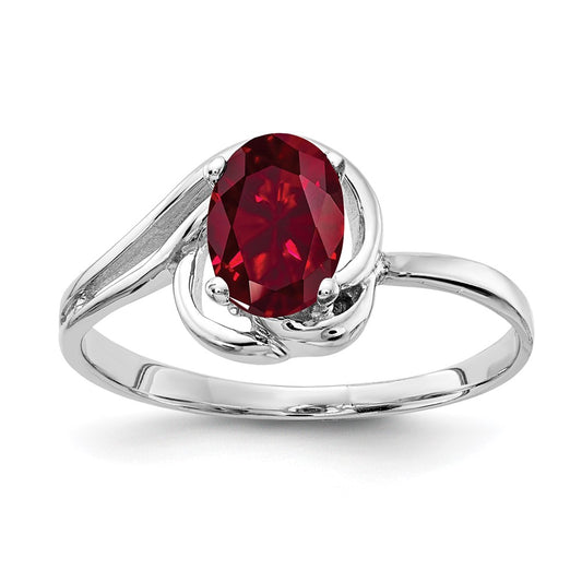 14k White Gold 7x5mm Oval Created Ruby ring