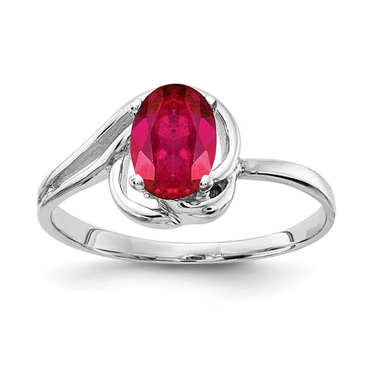 14k White Gold 7x5mm Oval Ruby ring