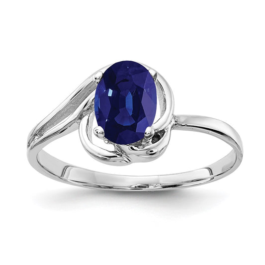 14k White Gold 7x5mm Oval Sapphire ring