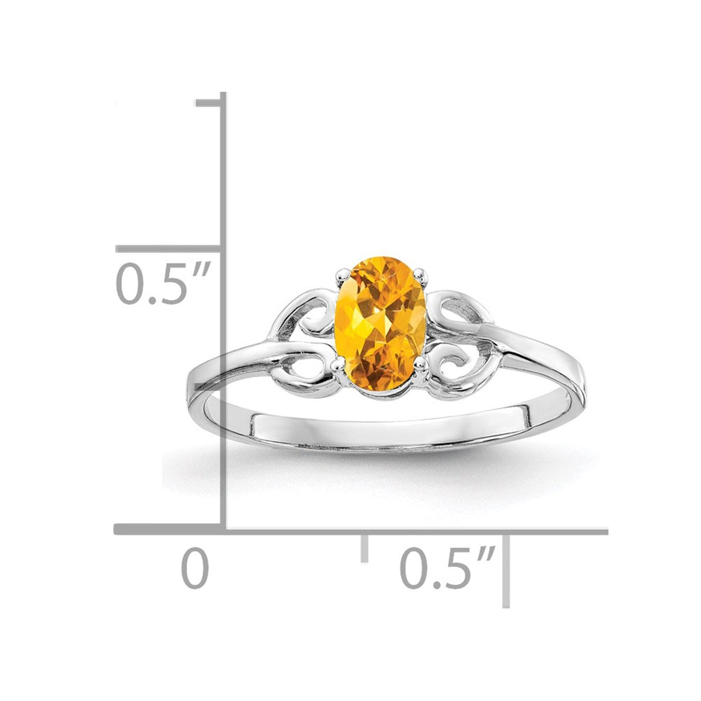 Solid 14k White Gold 6x4mm Oval Simulated Citrine Ring