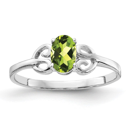 Solid 14k White Gold Simulated Peridot Ring