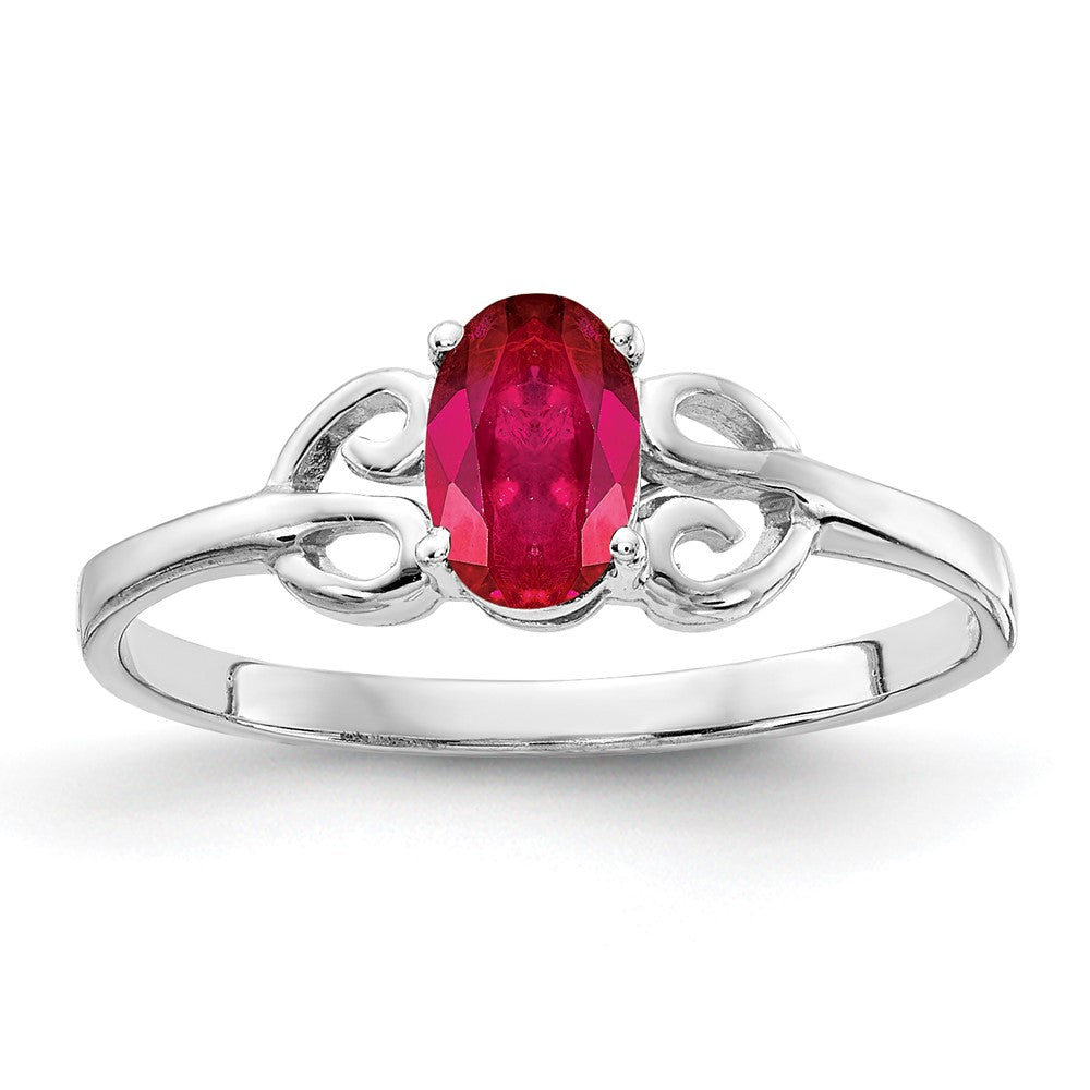 14k White Gold 6x4mm Oval Ruby ring