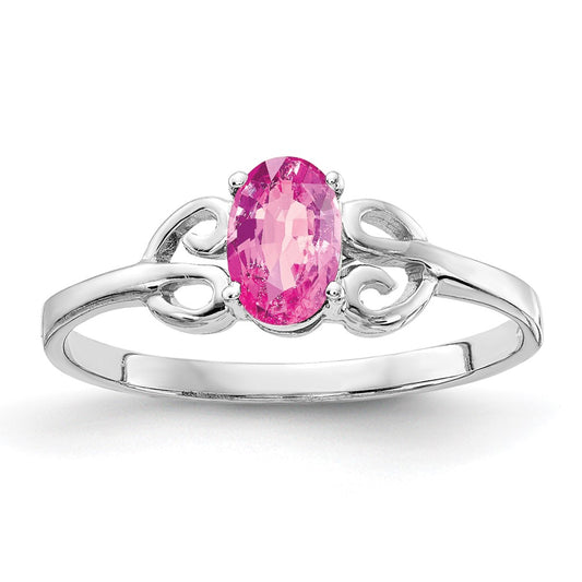 14k White Gold 6x4mm Oval Pink Sapphire ring