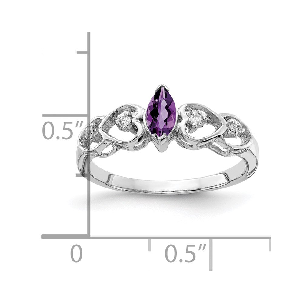 14k White Gold 6x3mm Marquise Amethyst VS Real Diamond ring