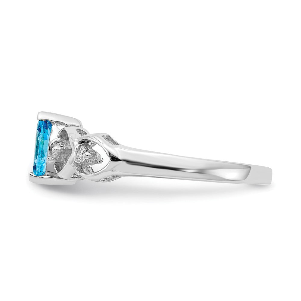 14k White Gold 6x3mm Marquise Blue Topaz VS Real Diamond ring