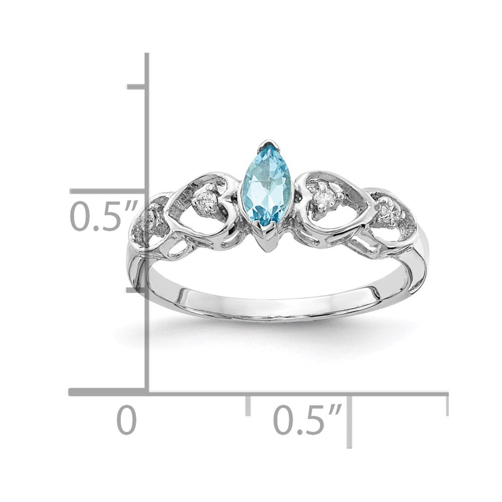 14k White Gold 6x3mm Marquise Blue Topaz VS Real Diamond ring