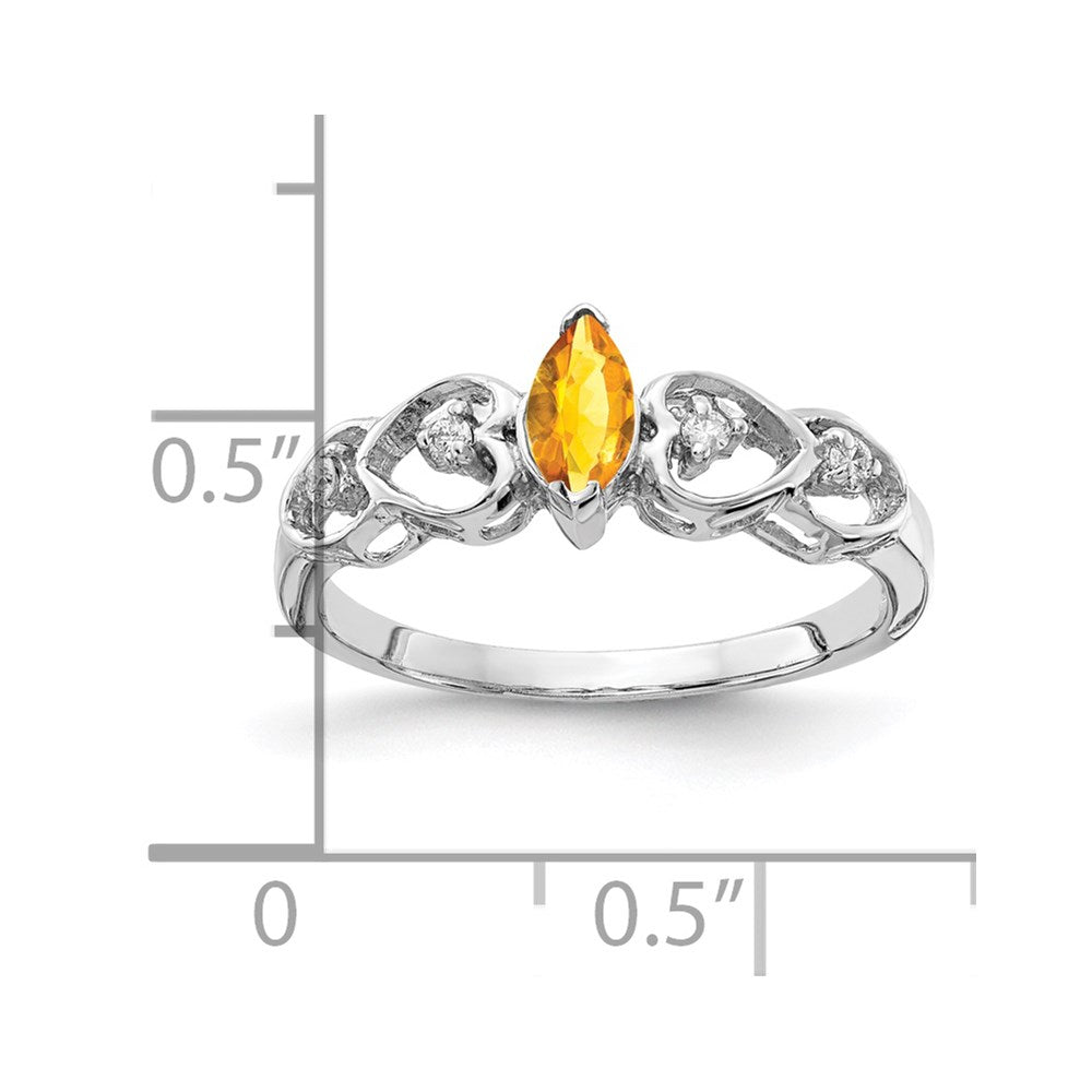 14k White Gold 6x3mm Marquise Citrine VS Real Diamond ring