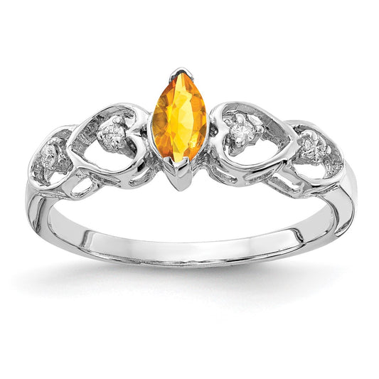 Solid 14k White Gold 6x3mm Marquise Simulated Citrine VS CZ Ring