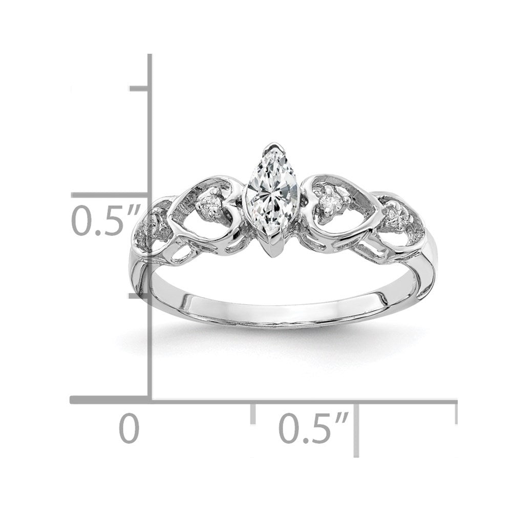 14k White Gold 6x3mm Marquise Cubic Zirconia VS Real Diamond ring