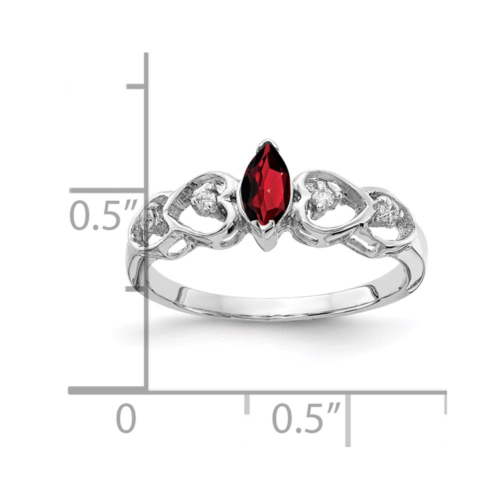 14k White Gold 6x3mm Marquise Garnet AAA Real Diamond ring